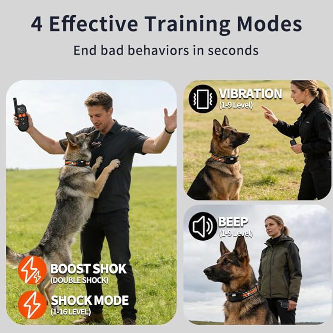 Dog Shock Collar for 2 Dogs (10-120Lbs),Shock Collar for Dogs 2 Pack Dog Training Collar with Remote 3300FT IPX7 Rechargeable E Collars for Large Medium Small Dogs with Flashlight, 4 Training Modes