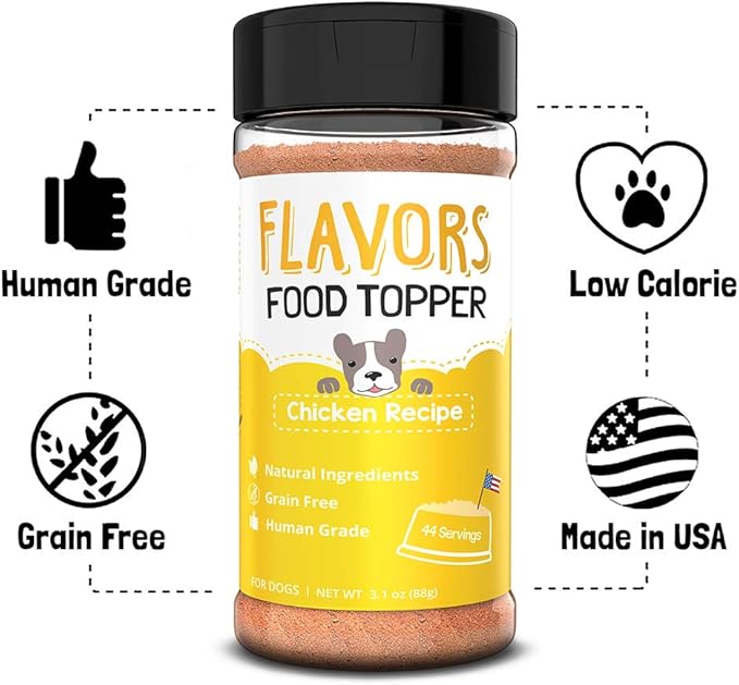 Flavors Food Topper for Dogs, Chicken Recipe, 3.1-Ounce