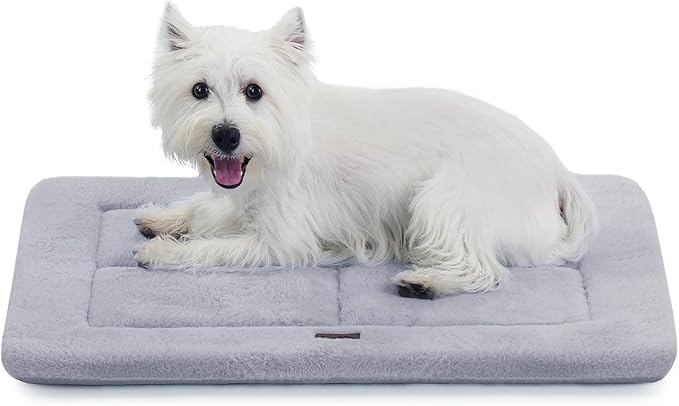 MADE 4 PETS Dog Crate Pad Bed for Small Dogs, Washable & Reversible, Anti-Slip Kennel Mat for Cozy Sleeping, Soft Fluffy Dog Bed for Indoor & Outdoor Use, 24"x18", Gray