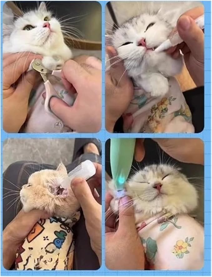 Cat Grooming Wrap - Self-Adherent Restraint for Nail Trimming - Anti-Scratch Swaddle Burrito Wrap