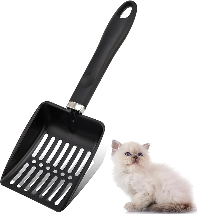 Cat Litter Scoop,Metal Cat Litter Scoop,Stainless Steel cat Litter Scoop with Non-Slip Handle,Poop Sifting,Kitten Pooper Lifter,for Litter Box