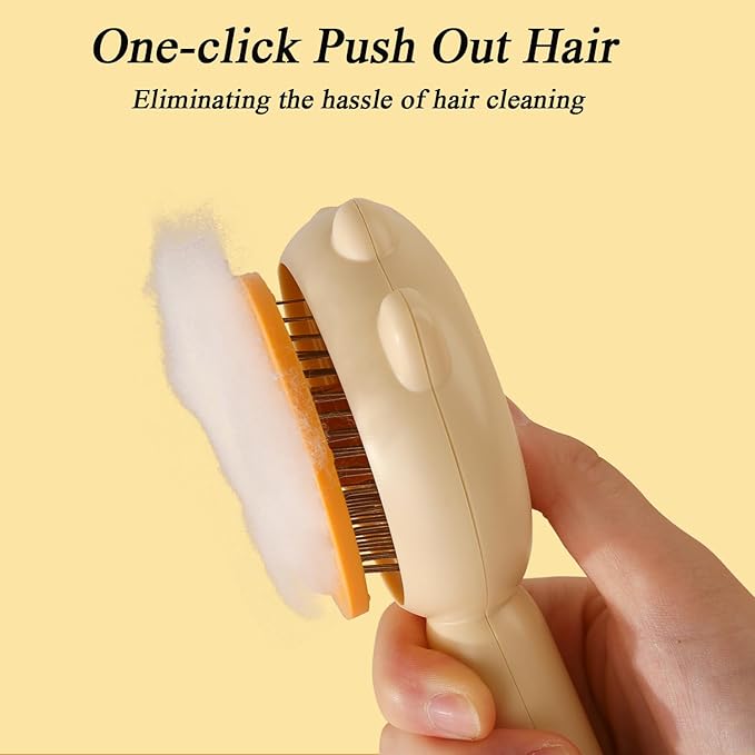 Cat Hair Brush, Cat Brush with Release Button, Self Cleaning Slicker Brush for Shedding, Pet Hair Cleaner Brush for Cats or Dogs, Magic Pet Combs Dogs Grooming Brush (Purple)