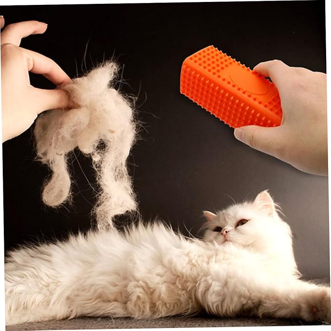 2pcs Silicone Pet Hair Remover Brush Cleaner for Dog for Carpets Sofa Bedding and Clothing Tidy up Your Orange