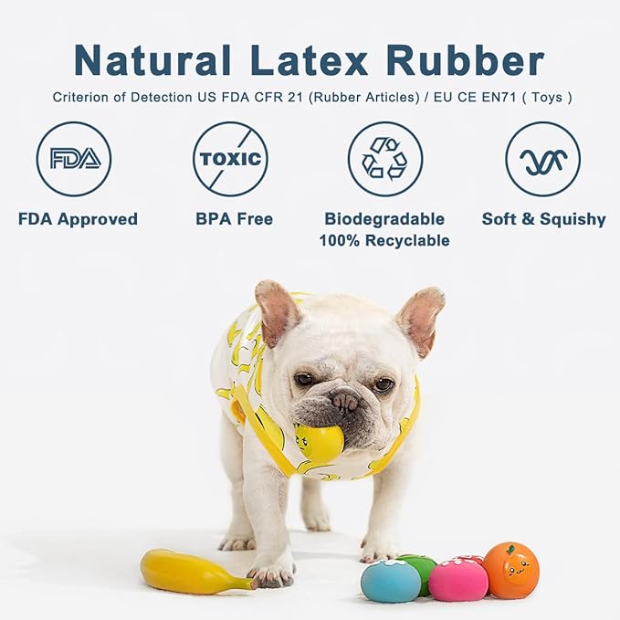 Squeaky Dog Toys, Soft Latex Rubber Squeaky Dog Ball for Small Dogs Puppies, Cute Bounce Squeak Toys Balls with Funny Cute Face