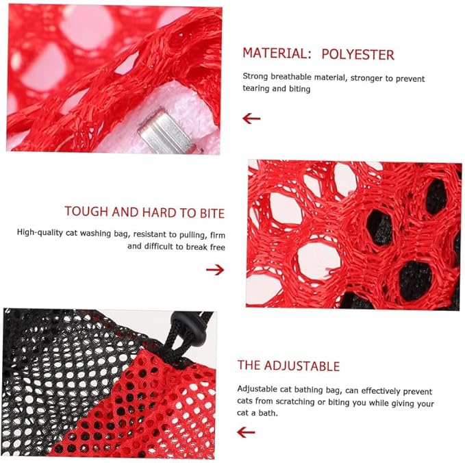 Cat Bathing Grooming Bag, Anti-Scratch & Bite Resistant Restraint Bag for Cats, Adjustable Soft Mesh Washing Bag for Nail Trimming, Ear Cleaning & Bathing