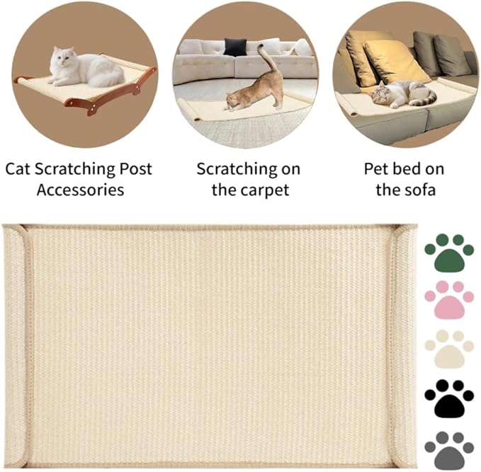 Upgraded Extra-Large Cat Scratcher Bed, Sisal Cat Scratchers Lounger for Indoor Cats Hammock Stand, Durable & Sturdy Scratch Pad Natural Sisal Cats Scratching Post (sisal)