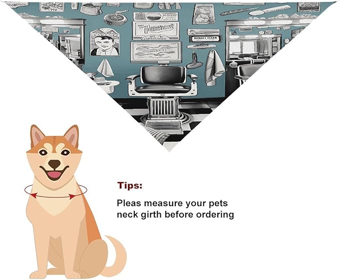 Dog Bandana Spring Pet Scarf Adjustable Triangle Barber Shop Printing Dog Bib Washable Polyester Puppy Bandana for Small Medium Large Dogs Cat Birthday Party Supplies