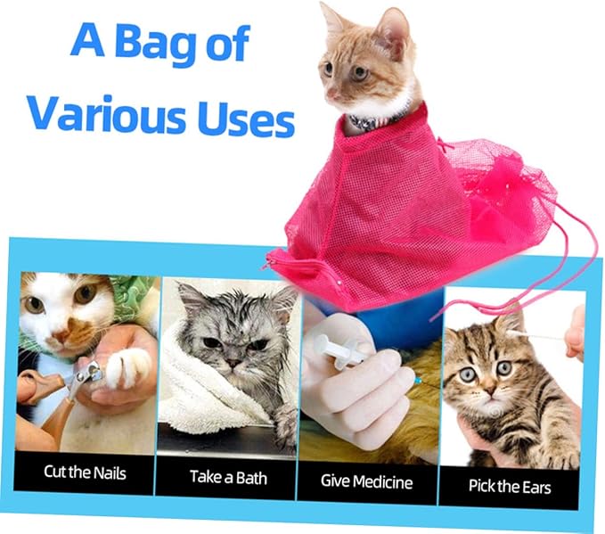 Multi-Functional Cat Grooming Bag Fixed Sticker for Pet Kitten Breathable Cat Accessory Pouch