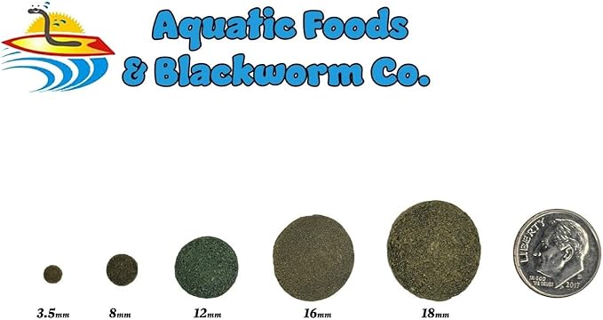 Aquatic Foods Inc. 8mm - 1/3" Brine Shrimp/Red Algae Color Enhancing & Spirulina/Green Algae Sinking Wafer Mix for Shrimp, Snails, Plecos, Catfish, All Tropical Fish...WL…1-lb Foil Pouch Bag