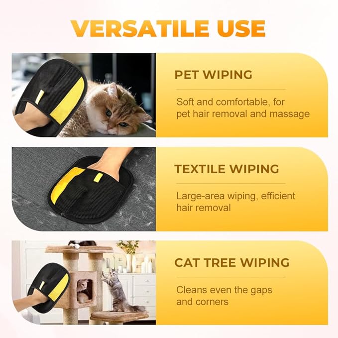 2025 Upgrade Pet Hair Removal Gloves, Electrostatic Gloves Pet Hair Reusable Cat Dog Grooming Glove, Electrostatic Remover Mitt for Dogs, Cats & Horses with Long and Short Hair Fur (3 Pack)
