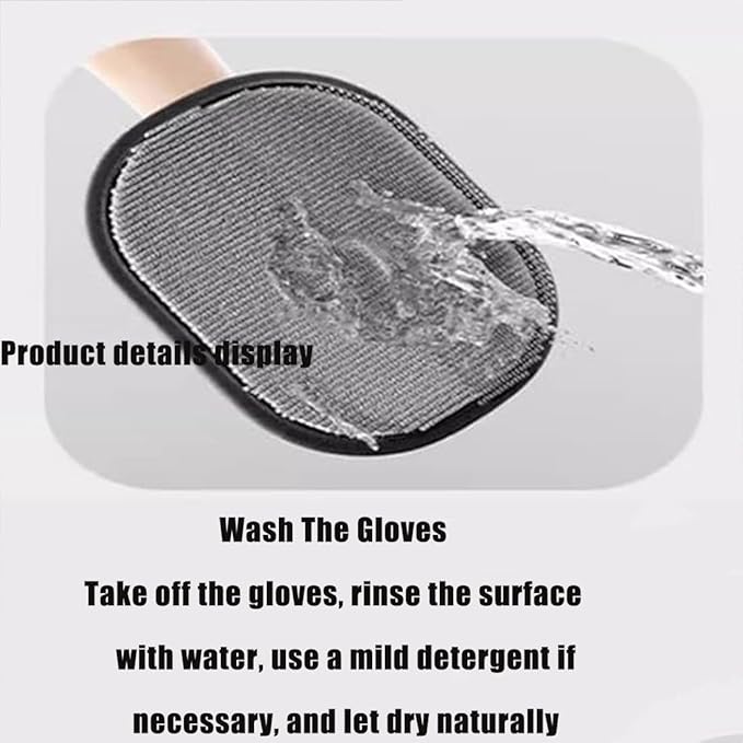 Pet Hair Remover, Pet Hair Remover Electrostatic Gloves, Washable and Reusable Double Sided Pet Hair Removal Mitt for Couch, Furniture, Carpet, Car Seat, Cat Grooming Tools (2)