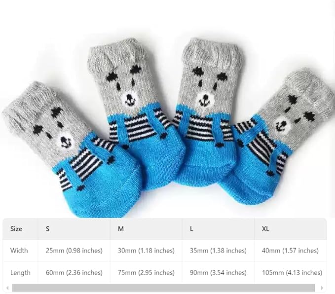 Cat Grooming Socks – Protective Mesh Foot Sleeves for Bathing, Nail Trimming & Vet Visits – Anti-Scratch & Breathable Design (Blue Bear [Non-Slip],XL（Max Diameter of Paw 2.76 inches）)