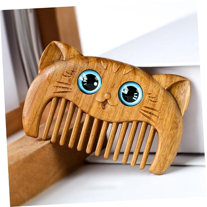 minkissy Sandalwood Cat Hair Combs Set of 2 Small Fine Tooth Grooming Combs for Cats and Dogs for PET Grooming