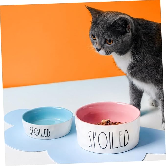 VOSAREA Pet Ceramic Bowl Small Pink Cat Feeder Bowl Dog Food Container Pet Supply for Feeding and Watering