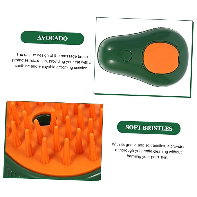 BESPORTBLE Electric Cat Steam Brush Self Cleaning Grooming Tool for Cats Pets Relaxing Massage Easy to Use for Bathing Grooming Avocado Spray Design