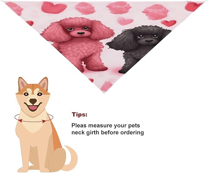 Dog Bandana Spring Pet Scarf Adjustable Triangle Pink Poodles Dogs Printing Dog Bib Washable Polyester Puppy Bandana for Small Medium Large Dogs Cat Birthday Party Supplies