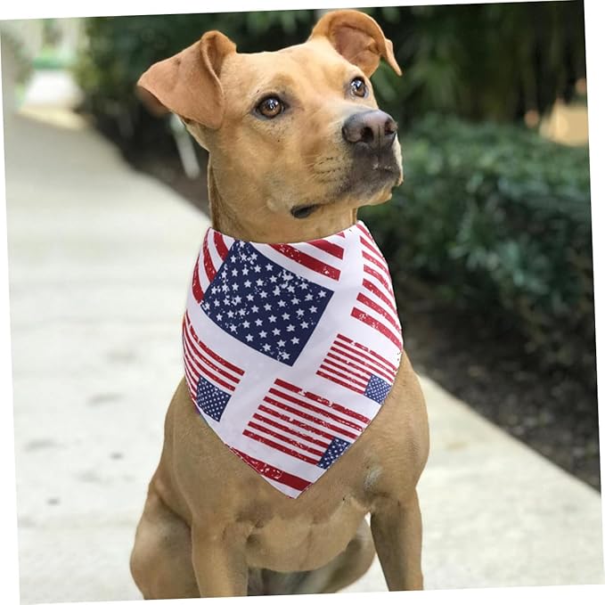 DOITOOL Independence Day Dog Triangle Bandana Patriotic Pet Scarf Cotton Decorative Festival Bandana for Dogs and Cats Holiday Pet Supplies