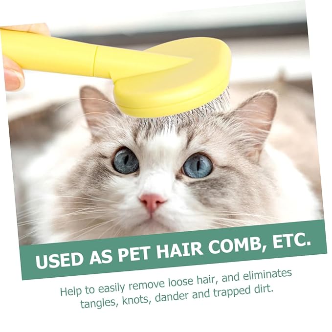 BESPORTBLE Long-handled Cat Grooming Comb for Dogs and Cats Ergonomic Pet Hair Cleaning Tool for Types Lightweight and Portable Pet Hair Remover