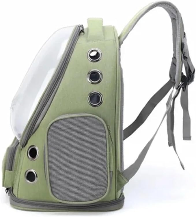 Pet Bag Outdoor Travel Backpack，Compatible for Small Breathable Carrying Supplies Transparent(Khaki)