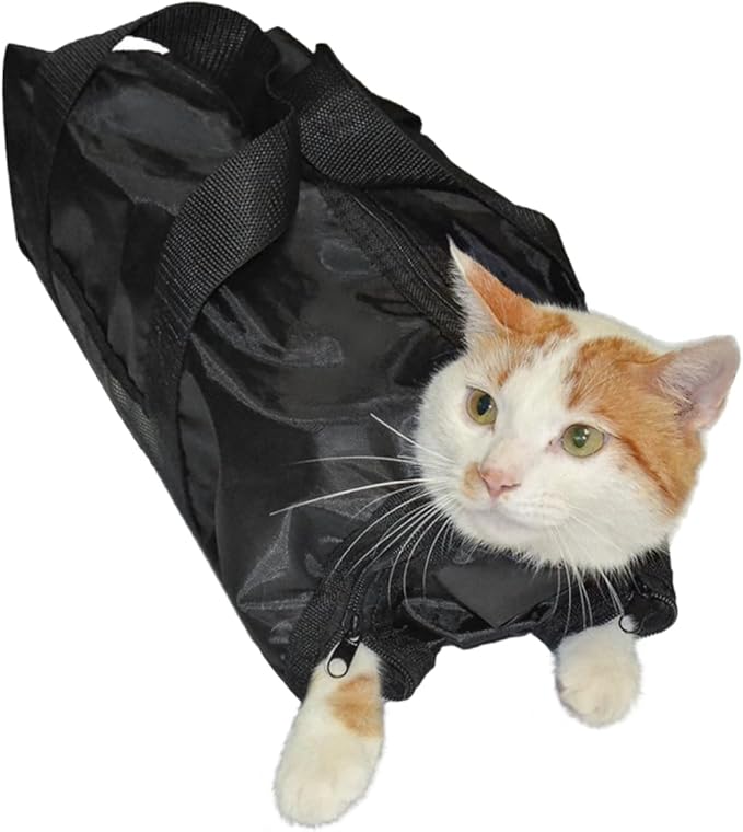 VANZACK Cat Grooming Bag Muzzle Bathing and Clipping Bag for Cats Water-Resistant Secure Fit Handles for Nail Clipping and Cleaning