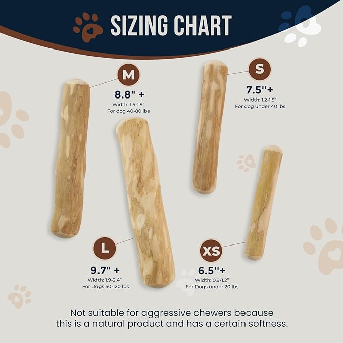 Coffee Wood Dog Chew and Natural Cotton Rope Toy for Regular Chewers - 100% Organic Wood Stick for Dog - Teeth Cleaning - Size L