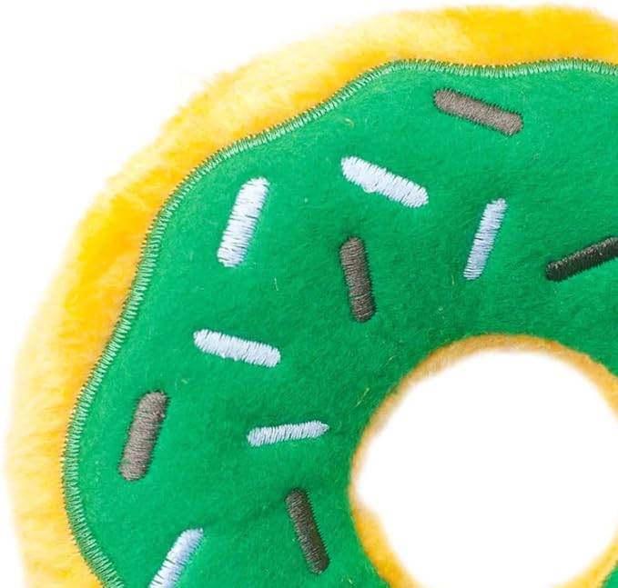 ZippyPaws Donutz - No Stuffing Dog Toys to Keep Them Busy, for Small and Medium Dogs, Squeaky Pet Toy for Boredom, Unstuffed Chew Toy, Soft Plush Puppy Products, Funny Food Toy - Mint Chip Donut