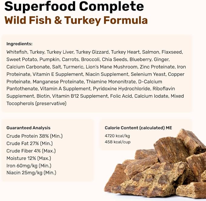 BADLANDS RANCH by Katherine Heigl – Superfood Complete Air-Dried Wild Fish & Turkey Dog Food – High Protein with Superfoods for Daily Wellness & Consistent Nutrition – 24 oz