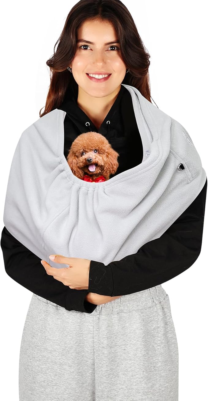 Dog Carrier Sling,Indoor Comfort Adjustable Cat Sling Carrier,with Front Pocket and Seat Belt Dog Carriers for Small Dogs Machine Washable,Suitable for Family Outdoor Use (Large, Grey)