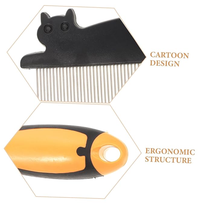 YARNOW Dog Hair Comb Stainless Steel Dematting Rake Multi-function Pet Grooming Comb Small Portable Household Dog Supplies for Tangled and Loose Fur Removal