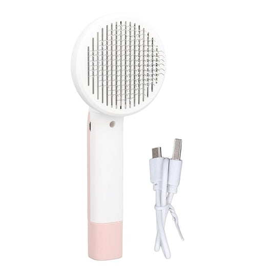 Brushes for pets Dog Cat Grooming Bursh Kit Pet Slicker Brush 2 in 1 Detangling Self Cleaning Floating Hair Removal Pet Grooming Comb with Nail Grinder for Cat Roseate