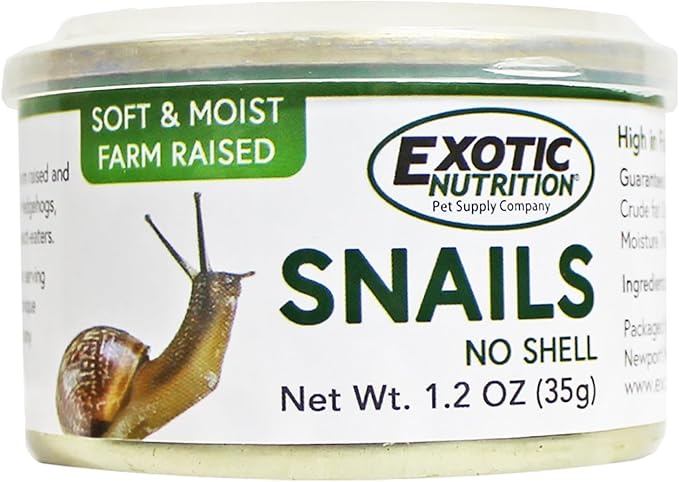 Canned Snails (6 Pack) - Healthy High Protein Insect Treat - Hedgehogs, Sugar Gliders, Reptiles, Wild Birds, Chickens, Lizards, Bearded Dragons, Skunks, Opossums, Fish, Amphibians, Turtles