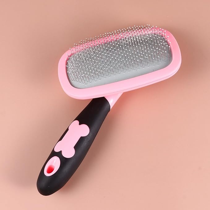 ERINGOGO Pet Grooming Comb 360° Rotatable Massage Brush Large Size Pink with Dots for Dog and Cat Shedding and Cleaning