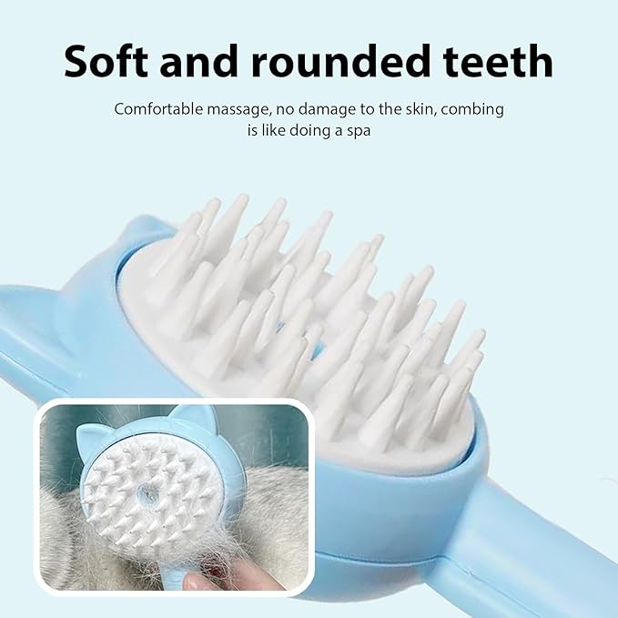 Pet Grooming Brush, Spray Massage Comb for Pets and Cats, Electric USB Brush for Cat Shedding, One Touch Electric Spray Anti-Flying Hair Bath & Shower Cleaning (A)