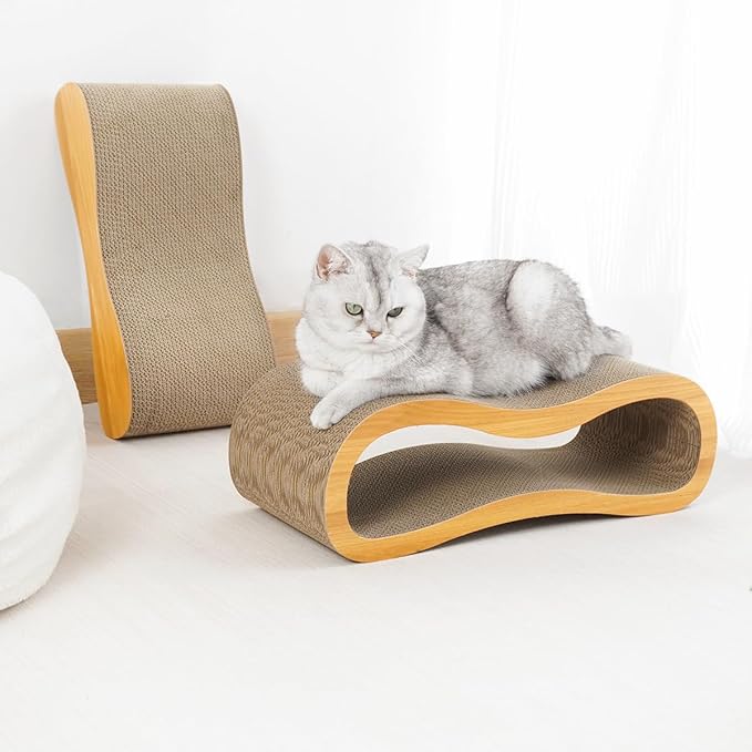 2 in 1 Cat Scratcher Bed, Cat Scratching Board, Cats Scratcher Set, Scratch-Resistant Cat Scratching Post Large (27.5L X 9H in.) Corrugated Cardboard