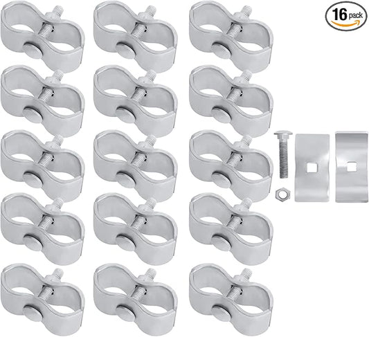 16 Sets Dog Kennel Panel Clamps Chain Link Fence Clamps 1-3/8’’ Fence Parts Temporary Dog Kennel Clamps Galvanized Fence Ties for 32mm Pipe Panel Frames