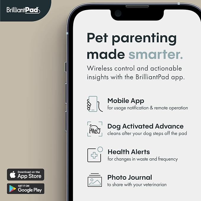 BrilliantPad Smart Indoor Dog Potty for Small Pets | Self Cleaning with Odor Control, AI Health Monitoring, Puppy Training Alternative to Grass Turf | Includes 1 Absorbent Pad Roll & 3 Training Sprays