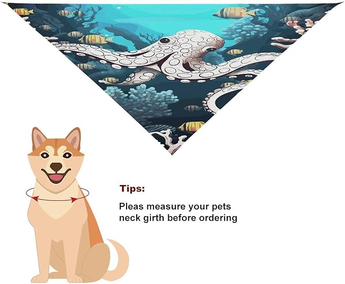 Dog Bandana Spring Pet Scarf Adjustable Triangle Marine Life Printing Dog Bib Washable Polyester Puppy Bandana for Small Medium Large Dogs Cat Birthday Party Supplies
