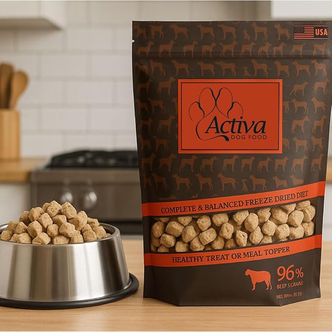Activa Complete & Balanced Freeze Dried Dog Food, Healthy Treat or Meal Topper, Made in USA (Beef)
