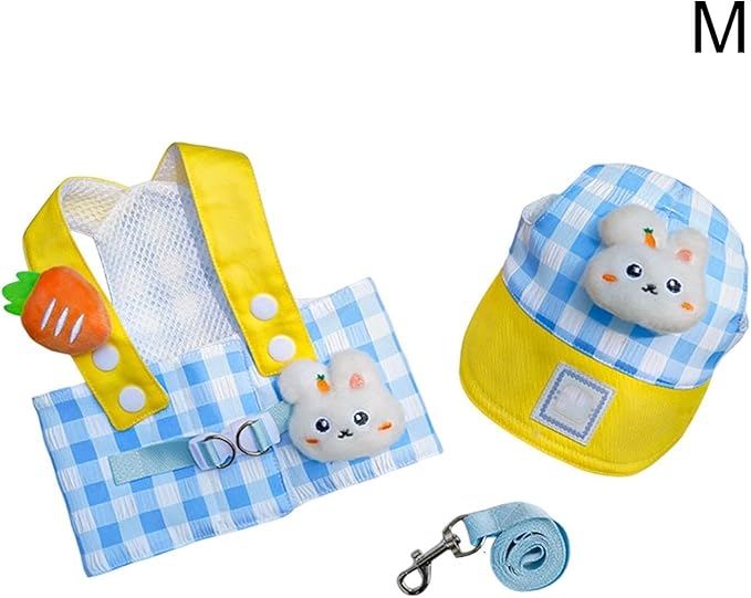 Pet Harness, Comfortable Accessory Kit with Hat – Harness and Traction Leash Set for Puppies – for Small Medium Large Puppies Daily Walk Outdoor Activities Running Shopping
