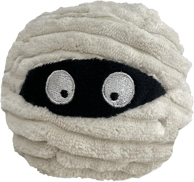 Pet Lou Batmmy EZ Squeaky Ball Dog Toy, Twin Pack (4"), Bat & Mummy Head, Durable Plush Dog Squeaker Toys, Stuffing-Free Pet Supplies for Small & Medium Dogs