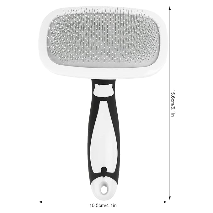 Self Cleaning Hair Brush, 360 Degree Rotatable Cat Slicker Comb Pet Grooming Brush with Stainless Steel Needle Dog For Shedding Cat For Kitten Massage Removes Loose Fur (White)