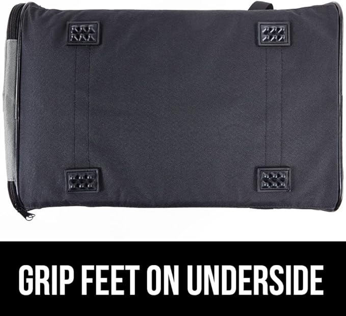 GORILLA GRIP Cat Litter Box Mat, 17x11 Inch Beige and Airline Travel Cat Carrier, 17x11x11 Inch Gray, 2 Item Bundle