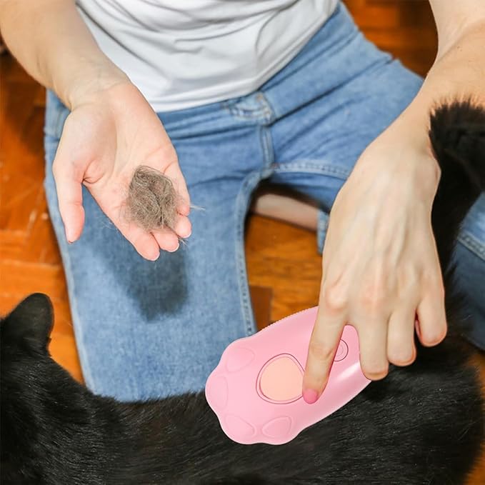 BESTonZON 2pcs Self-cleaning Cat Steamer Brush Multi-use Grooming Tool for Dogs and Cats Bath Brush Massage Bristles for Spa-like