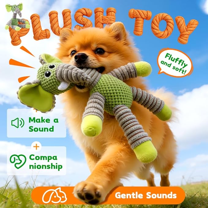 Plush Dog Squeaky Toy, Durable Pineapple Velvet Chew Toy for Aggressive Chewers Large Medium Small Dogs Interactive Training Teeth Cleaning Stuffed Animal Puppy Relief Boredom (Brown Bear)