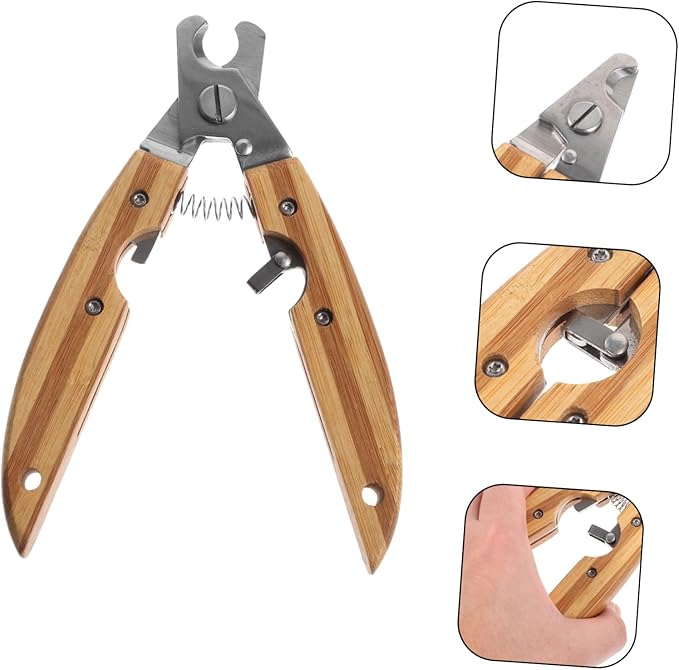 BESPORTBLE Ergonomic Stainless Steel PET Nail Clipper for Dogs and Cats Compact 6-Inch Design for Grooming for Home Use Sturdy Wooden Handle