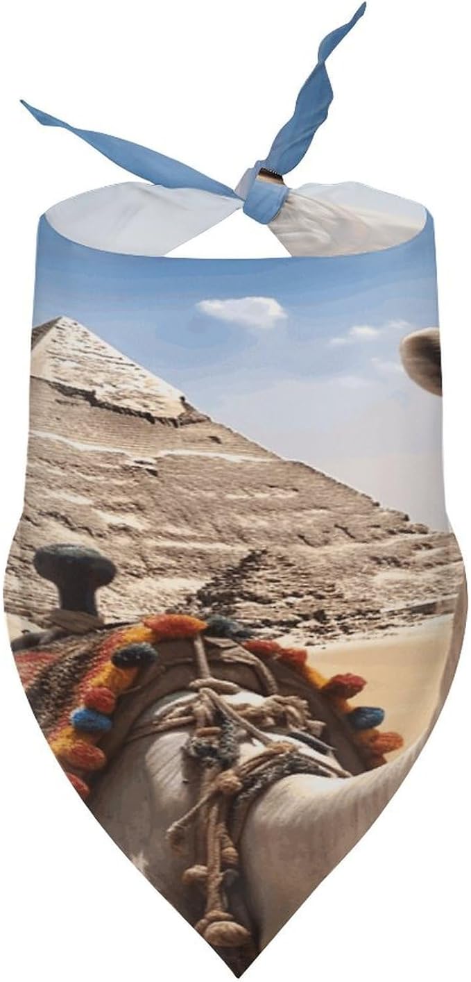 Dog Bandana Spring Pet Scarf Adjustable Triangle Pyramid Camel Printing Dog Bib Washable Polyester Puppy Bandana for Small Medium Large Dogs Cat Birthday Party Supplies