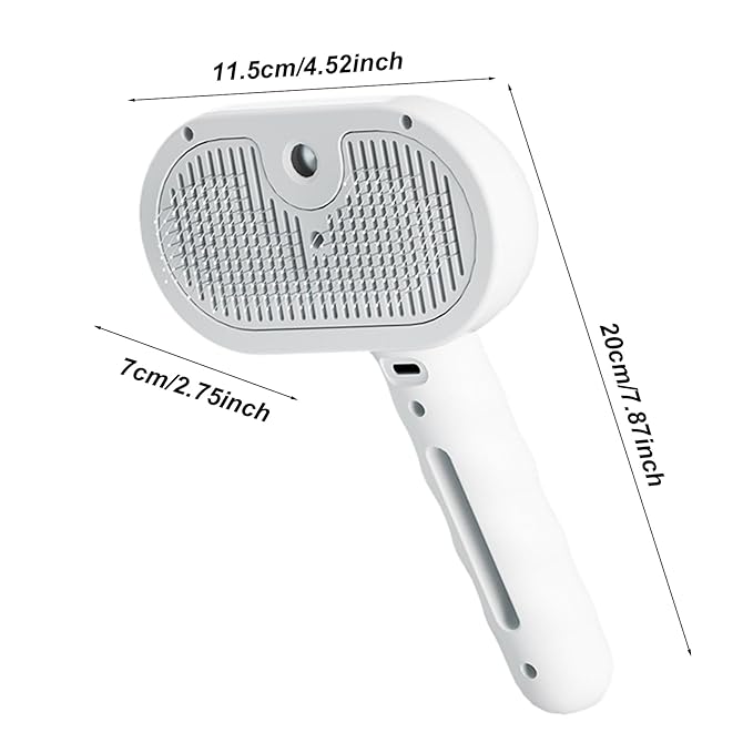 Cat Steamy Brush| 4.53x2.76x7.87 Dog Shedding Comb, | USB Rechargeable Steam Cat Brush with 35ml Tank & Release Button | Ergonomic Long Handle Hair Remover, Grooming Tool for Cats Dogs, Pet Supplies