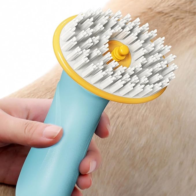 Pet Bath Brush Dog Cat Massage Hairbrush Comb with Shampoo Dispenser for Grooming Shower Scrubbing Shedding Massage Long Short Hair Pets Cats Dogs Supplies - Orange