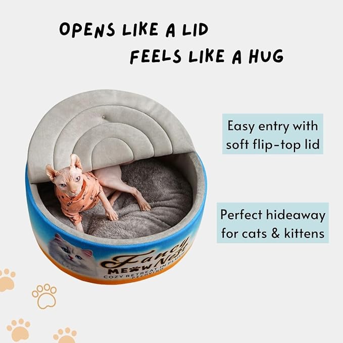 Covered Cat Bed – 19.7" Cozy Hideaway with Soft Lid Design – Enclosed Plush Cave for Indoor Cats and Kittens Can Shape Bed