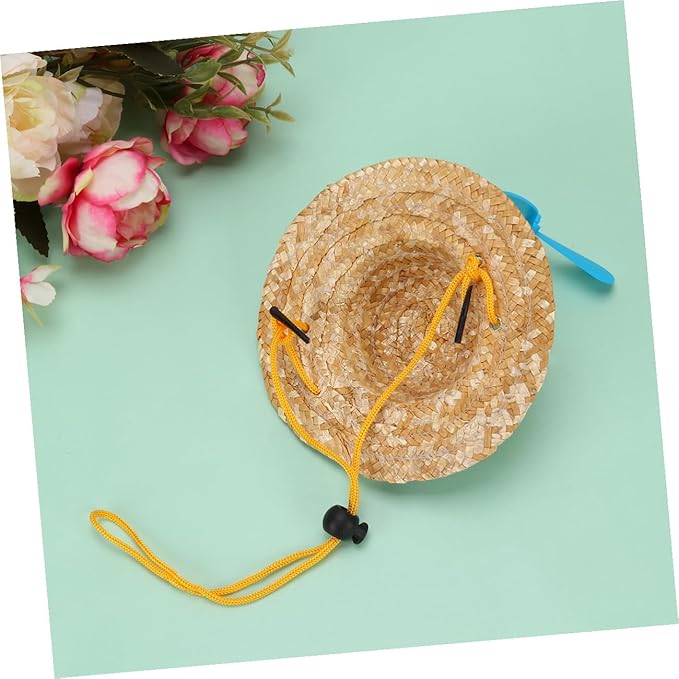 Pet Straw Hat Woven Airplane Cap Funny Photo Prop Decorative Hat for Dogs Large Size Pet Supplies